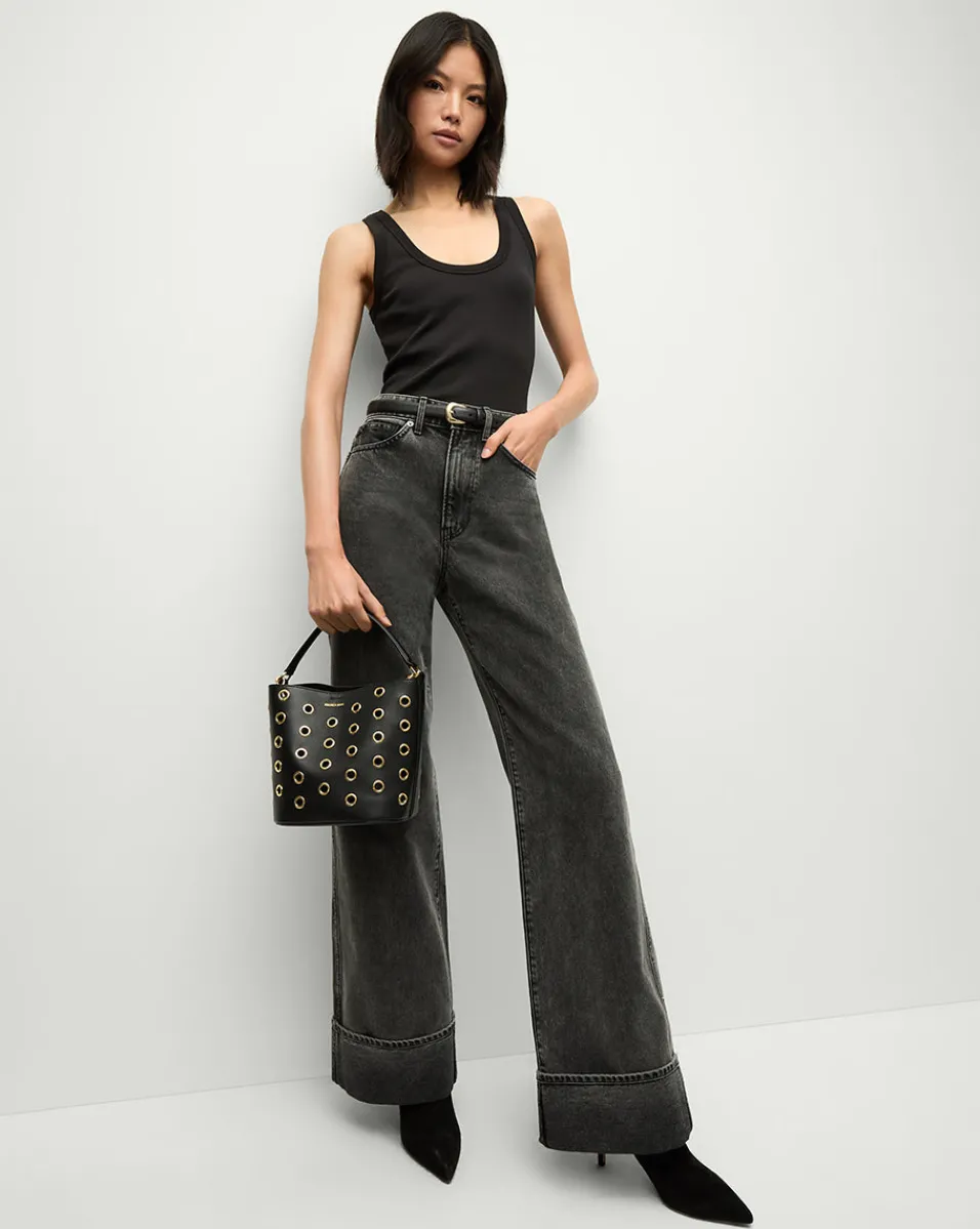 Taylor Cuffed Wide-Leg Jeans in Washed Black>Veronica Beard Outlet