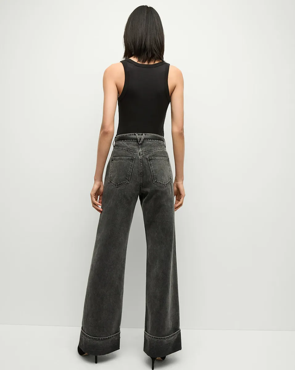 Taylor Cuffed Wide-Leg Jeans in Washed Black>Veronica Beard Outlet