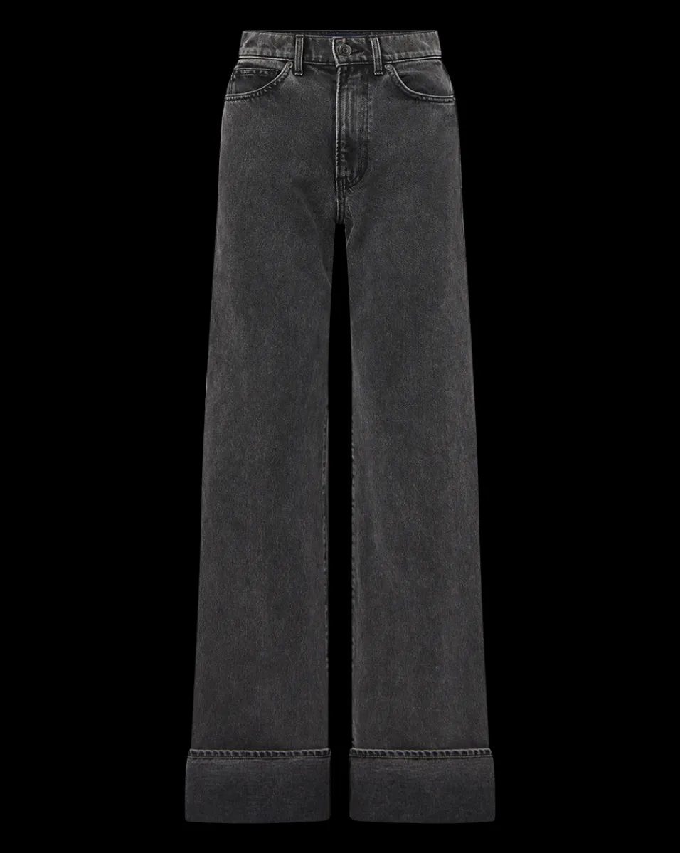 Taylor Cuffed Wide-Leg Jeans in Washed Black>Veronica Beard Outlet