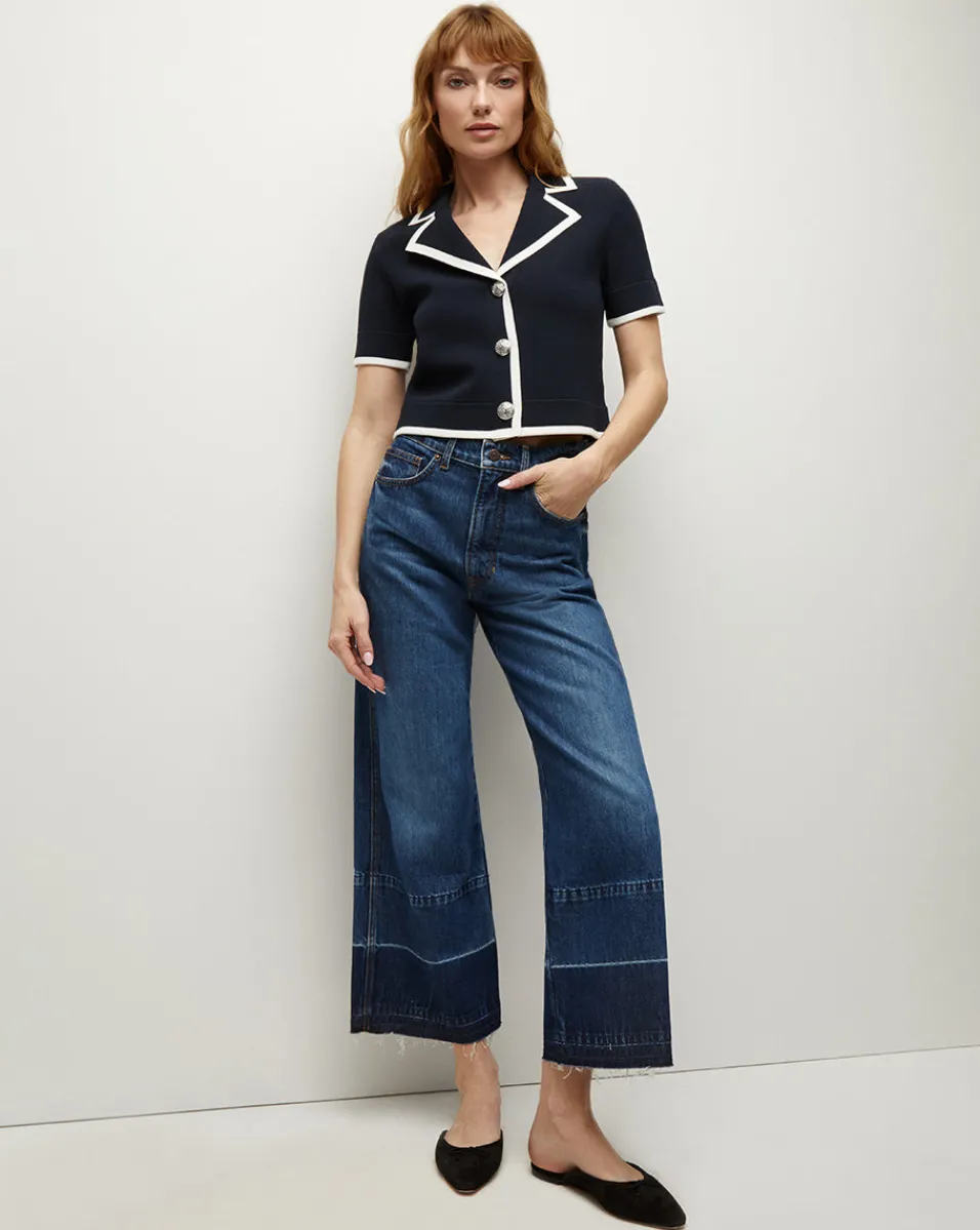 Taylor Released Hem Cropped Wide-Leg Jean in Bright Blue>Veronica Beard