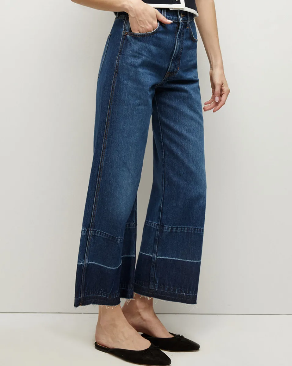 Taylor Released Hem Cropped Wide-Leg Jean in Bright Blue>Veronica Beard