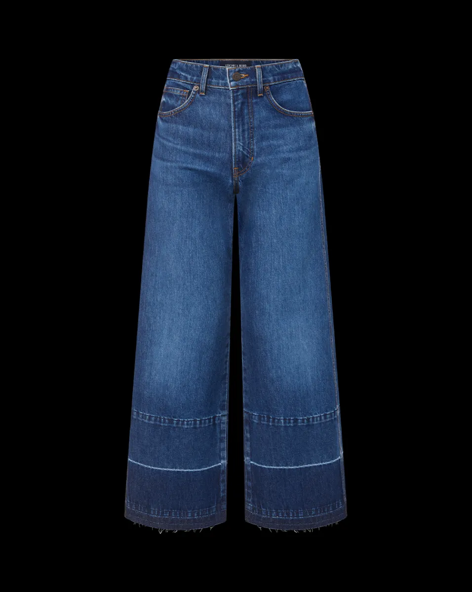 Taylor Released Hem Cropped Wide-Leg Jean in Bright Blue>Veronica Beard