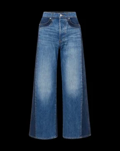 Taylor Two-Tone Cropped Wide-Leg Jean in Blue><noscript><img width=