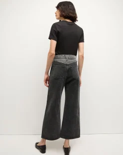 Taylor Two-Tone Cropped Wide-Leg Jean in Volcanic Stone Colorblock><noscript><img width=