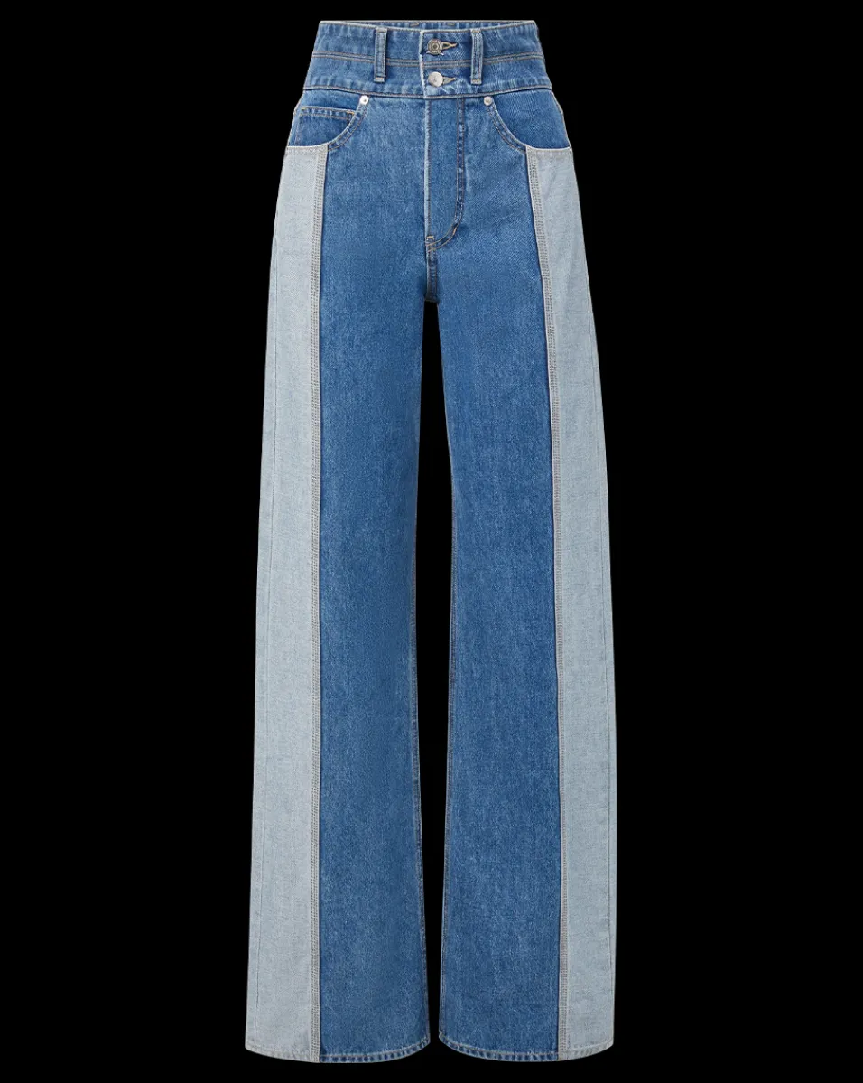 Taylor Two-Tone Wide-Leg Jean in>Veronica Beard Sale