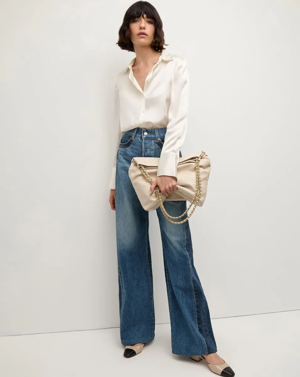 Taylor Two-Tone Wide-Leg Jean in Light & Medium Blue>Veronica Beard Outlet