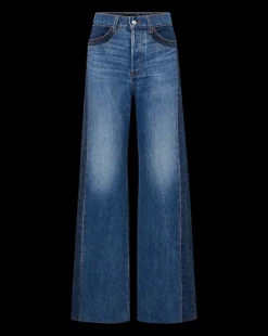 Taylor Two-Tone Wide-Leg Jean in Light & Medium Blue><noscript><img width=