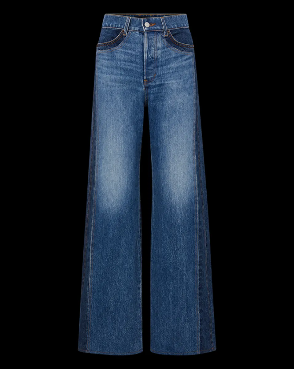 Taylor Two-Tone Wide-Leg Jean in Light & Medium Blue>Veronica Beard Outlet