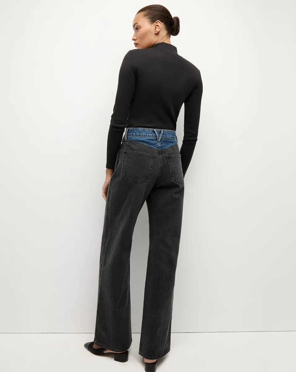 Taylor Two-Tone Wide-Leg Jean in Blue Moon Colorblock>Veronica Beard Clearance