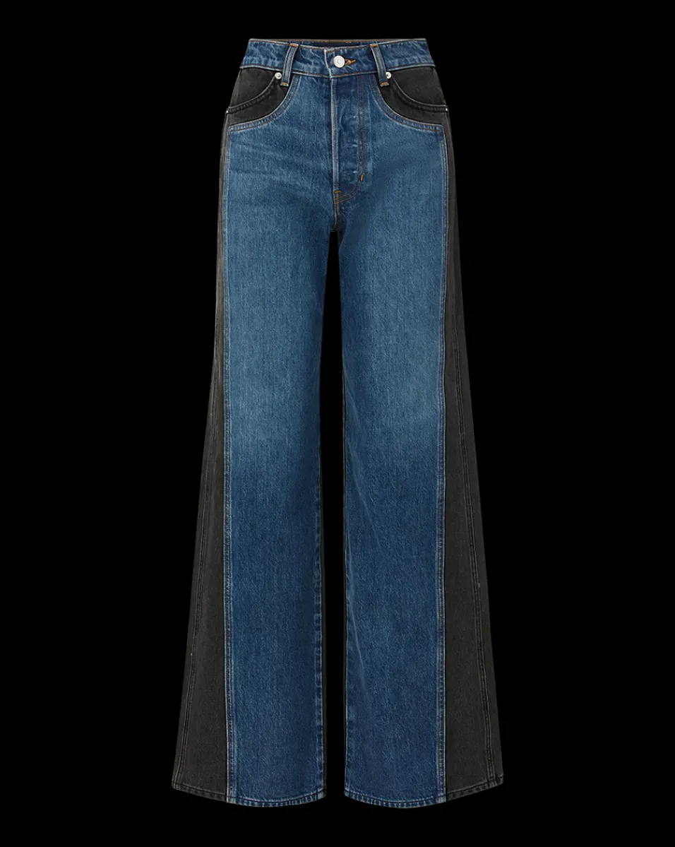 Taylor Two-Tone Wide-Leg Jean in Blue Moon Colorblock>Veronica Beard Clearance