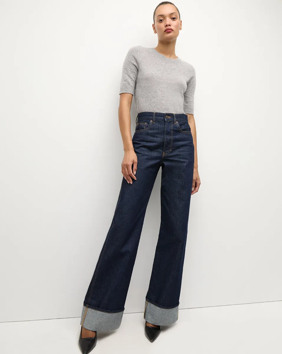 Taylor Wide-Leg Jean | Cuffed Jean in Dark Wash>Veronica Beard Sale