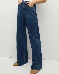 Taylor Wide-Leg Jean in Stoned Bright Blue>Veronica Beard New