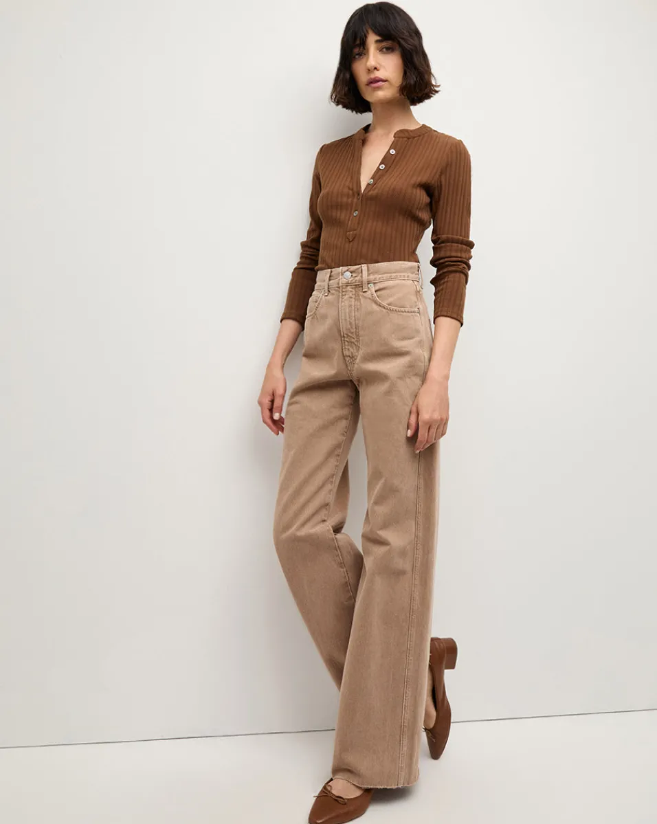 Taylor Wide-Leg Jean in Tan>Veronica Beard Sale