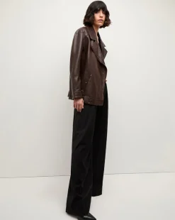 Thandie Leather Dickey Jacket in Dark Brown><noscript><img width=