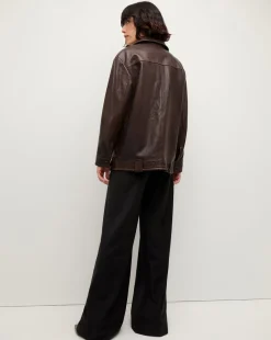 Thandie Leather Dickey Jacket in Dark Brown><noscript><img width=