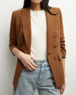 Tomi Matte Crepe Jacket in Deep Ochre><noscript><img width=