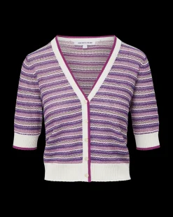 Varia Striped Knit Cardigan><noscript><img width=