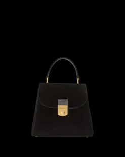 Velvet Crest Lock Top Handle Bag in x Poppy Delevingne><noscript><img width=