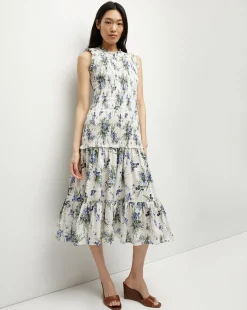 Verena Cotton Dress in Off-White Multi>Veronica Beard New