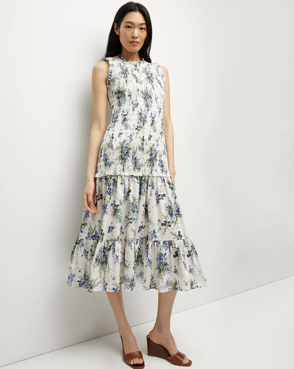 Verena Cotton Dress in Off-White Multi>Veronica Beard New