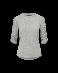 Waldorf Ruched-Sleeve Tee in Heather Grey><noscript><img width=