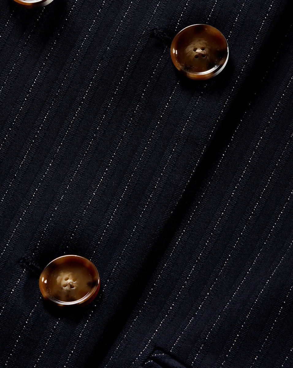 Winslow Pinstripe Collarless Jacket>Veronica Beard