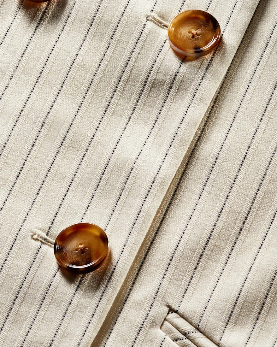 Winslow Pinstripe Collarless Jacket>Veronica Beard