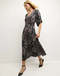 Wyatt Kaleidoscope-Print Dress in Navy Multi>Veronica Beard Best