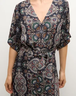 Wyatt Kaleidoscope-Print Dress in Navy Multi><noscript><img width=