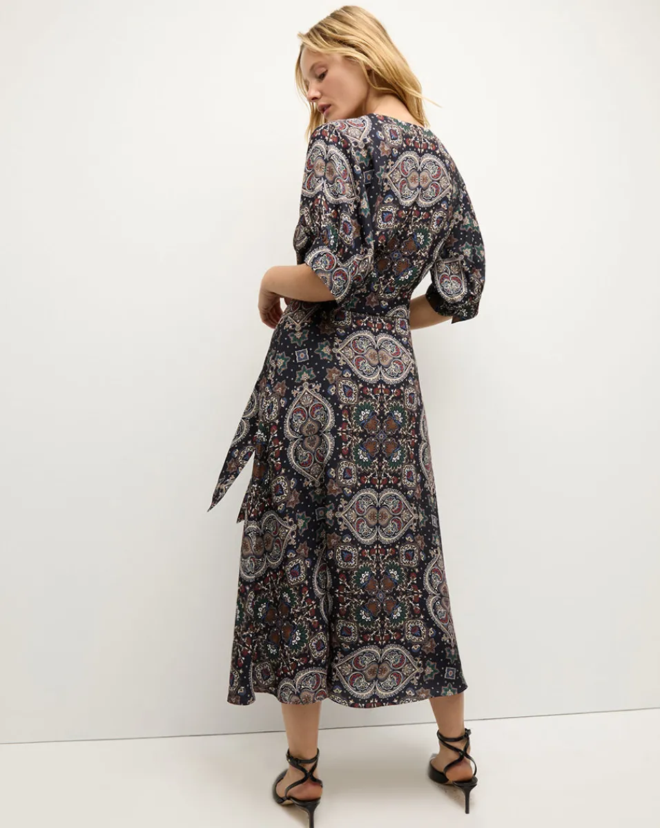 Wyatt Kaleidoscope-Print Dress in Navy Multi>Veronica Beard Best