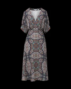 Wyatt Kaleidoscope-Print Dress in Navy Multi><noscript><img width=