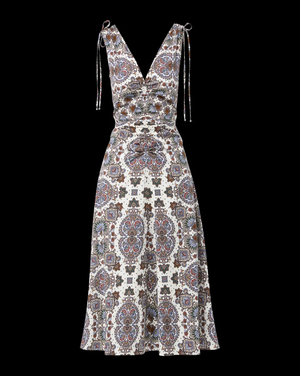 Zia Kaleidoscope-Print Dress in Off-White Multi>Veronica Beard New